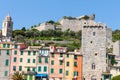 Colourful terrace traditional homes and medieval castle Portovenere