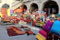 Colourful textiles in Doha market