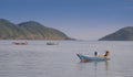 Colourful Thailand fishing boats at sunset wood fishing boats used in Asia for sustainable fishing in shallow seas