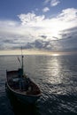 Colourful Thailand fishing boats at sunset wood fishing boats used in Asia for sustainable fishing in shallow seas