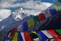 Colourful Tibetan prayer flags with Mt. Ama Dablam in the backdrop Royalty Free Stock Photo