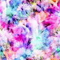 Colourful Tie Die Print with Floral Cactus Faded Overlay Royalty Free Stock Photo