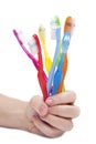Colourful tooth brushes