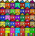 Colourful Built Up City Town Cartoon