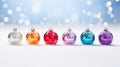 Colourful translucent Christmas baubles. AI Generative Royalty Free Stock Photo