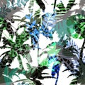 Colourful trendy seamless exotic pattern with palm and animal prints. Modern abstract design for paper, wallpaper, cover