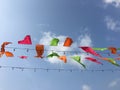 Colourful triangle flags in the sky