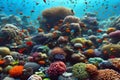 Colourful tropical coral reef with fish, underwater landscape. Marine life Royalty Free Stock Photo