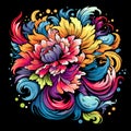 Colourful tropical flowers in vector pop art style. Design template