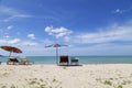 Colourful umbrella on the beach in summer season Royalty Free Stock Photo