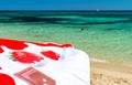 Colourful umbrella on a beautiful beach Royalty Free Stock Photo