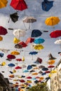 Colourful umbrellas broken by wind Royalty Free Stock Photo