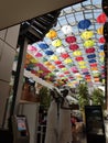 Colourful umbrellas in a mall Royalty Free Stock Photo