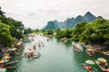 Rafts Cruising Along the Yulong River in Guilin, China Royalty Free Stock Photo