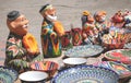 Colourful uzbek ceramic souvenirs in the market. Tashkent, Uzbekistan, Central Asia Royalty Free Stock Photo