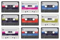 Colourful vector cassette tapes