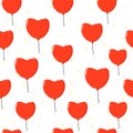 Colourful vector pattern with balloons. Flying Hearts and confetti . Royalty Free Stock Photo