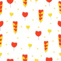 Colourful vector pattern with balloons. Flying Hearts . Royalty Free Stock Photo