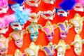 Various, colourful Venetian masks with feathers, souvenirs Royalty Free Stock Photo