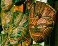 Colourful venetian masks in shop window in Mendut, Indonesia Royalty Free Stock Photo