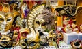 Colourful venetian masks in shop window in Venice, Italy