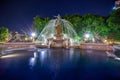 Colourful vibrant lights of a Water fountain in a Sydney Park NSW Australia Royalty Free Stock Photo