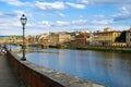 Arno river and Ponte Vecchio from Lungarno, Florence, Italy Royalty Free Stock Photo