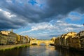 Arno river and Ponte Vecchio at sunset, Florence, Italy Royalty Free Stock Photo