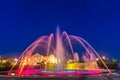 Colourful water fountain night scene Royalty Free Stock Photo