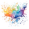 Colourful watercolour splatter design with rainbow colours