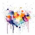 Colourful watercolour splatter with drips