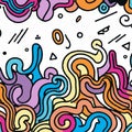Colourful Waves Doodles Background
