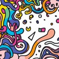 Colourful Waves Doodles Background