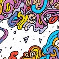 Colourful Waves Doodles Vector Background