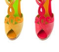 The colourful woman shoes on white