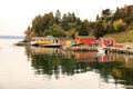 Colourful wooden houses in the fishing village of Dildo, Newfoundland. Royalty Free Stock Photo