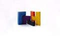 Colourful wooden puzzle blocks on white background Royalty Free Stock Photo