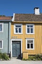 Colourful wooden residential street houses Bakklandet Trondheim