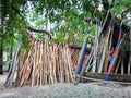 Colourful wooden stick village culture Royalty Free Stock Photo