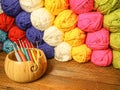 Colourful yarn and wool for crochet