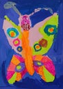 Colourfull butterfly with big teeth Royalty Free Stock Photo