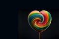 Colourfull lollipop in heart shape. Valetines Day. Generative AI Royalty Free Stock Photo