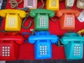 Colourfull old telephones