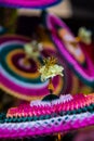 Colourfull paper made decorative items sell in the market at Chidambaram,Tamilnadu,India.