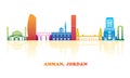 Colourfull Skyline panorama of city of Amman, Jordan Royalty Free Stock Photo