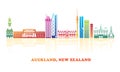 Colourfull Skyline panorama of city of Auckland, New Zealand Royalty Free Stock Photo