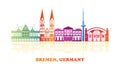 Colourfull Skyline panorama of city of Bremen, Germany