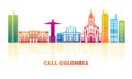 Colourfull Skyline panorama of city of Cali, Colombia