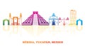 Colourfull Skyline panorama of city of Merida, Yucatan, Mexico Royalty Free Stock Photo