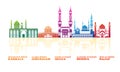 Colourfull Skyline Panorama of the Most Famous Mosques